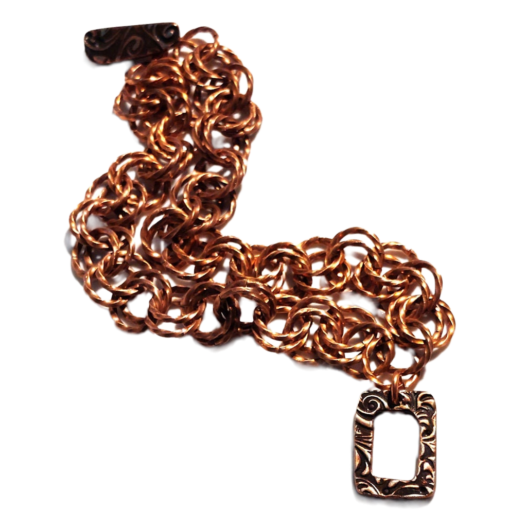 Twisted Copper Rings Double 2-2 Chain Bracelet