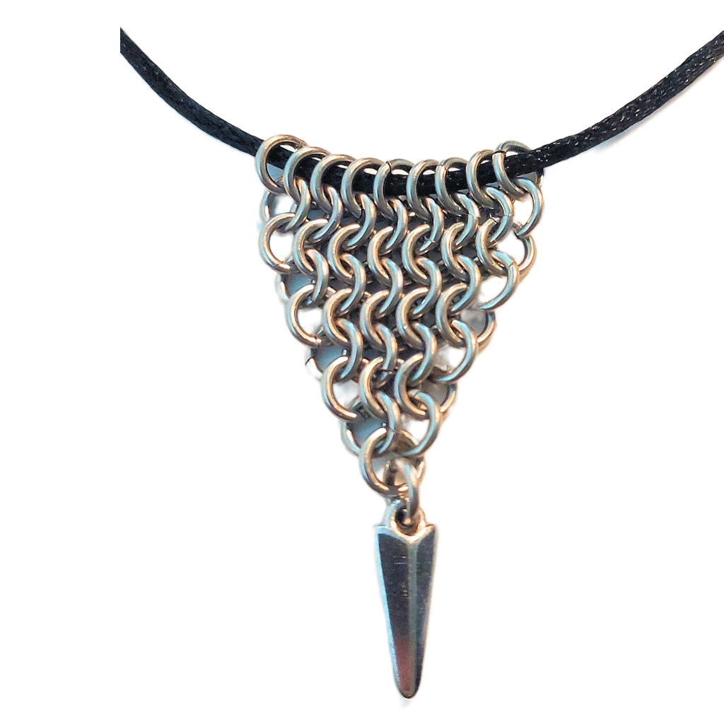 Stainless Steel Chain Maille Leaf/Half-Diamond Pendant