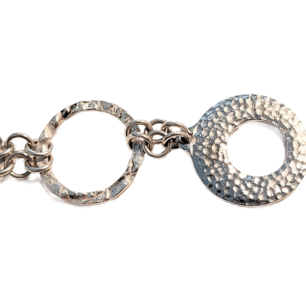 Hammered Sterling Silver Rings Bracelet OOAK