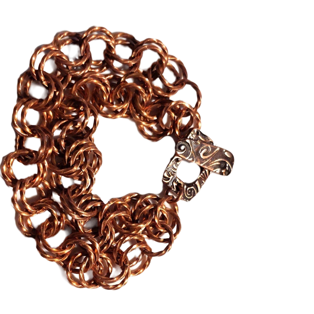 Twisted Copper Rings Double 2-2 Chain Bracelet