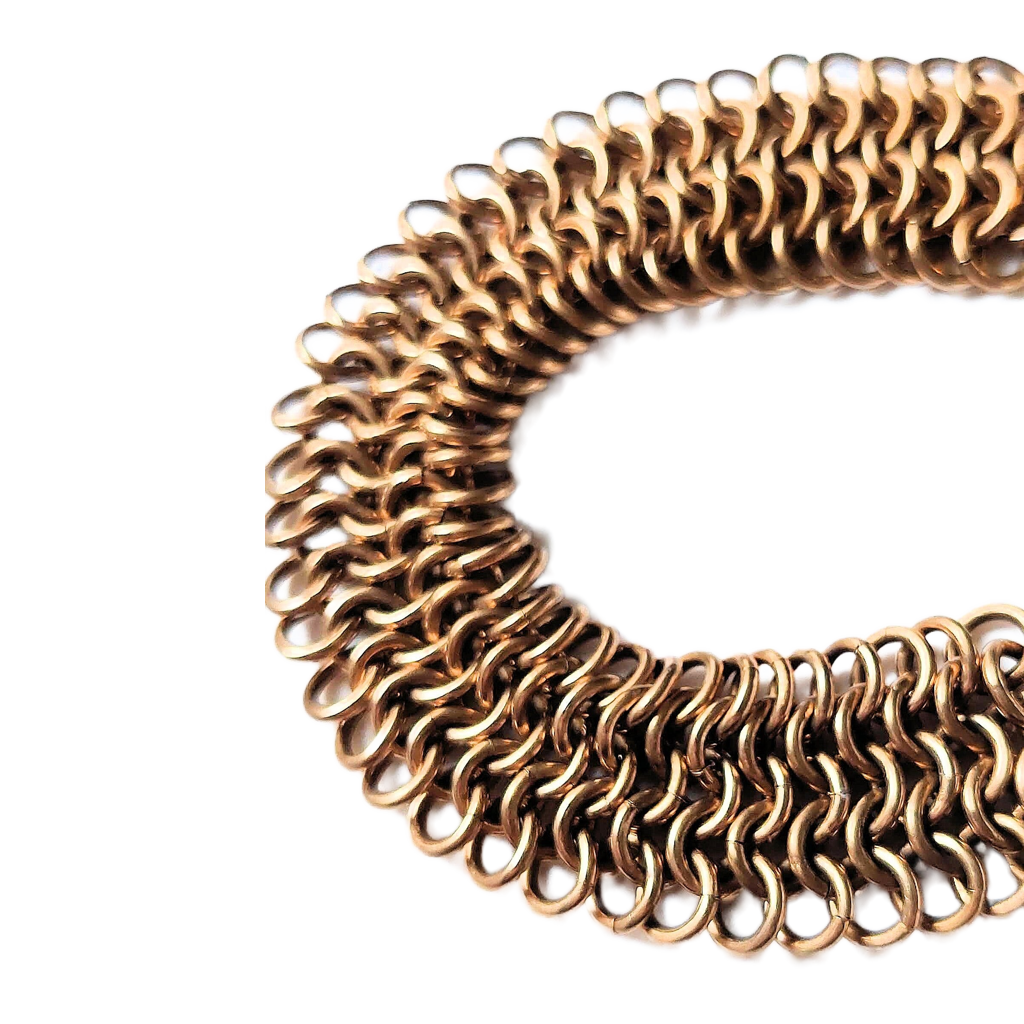 Brass European 4 in 1 Chain Maille Cuff Bracelet