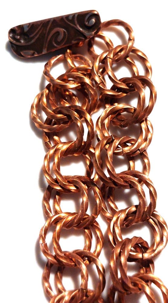 Twisted Copper Rings Double 2-2 Chain Bracelet