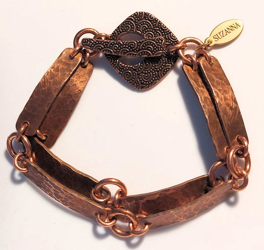 Hammered Eight Copper Bars Bracelet OOAK