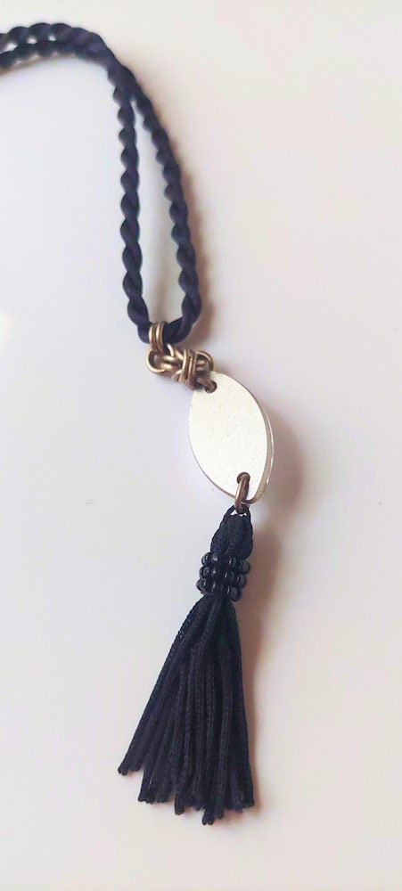 Swarovski Crystal with Black Tassel Pendant Necklace