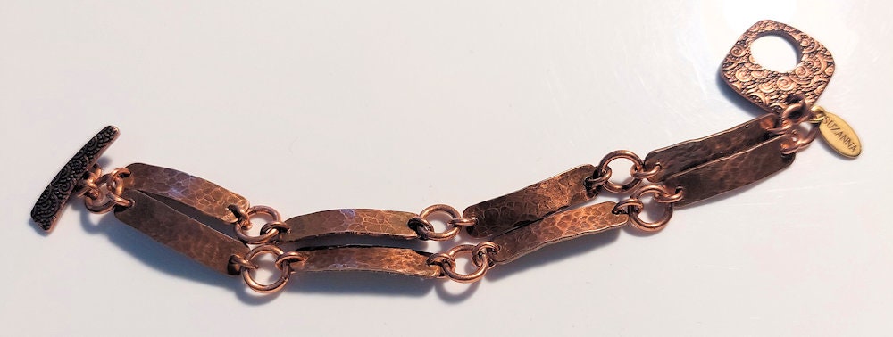 Hammered Eight Copper Bars Bracelet OOAK