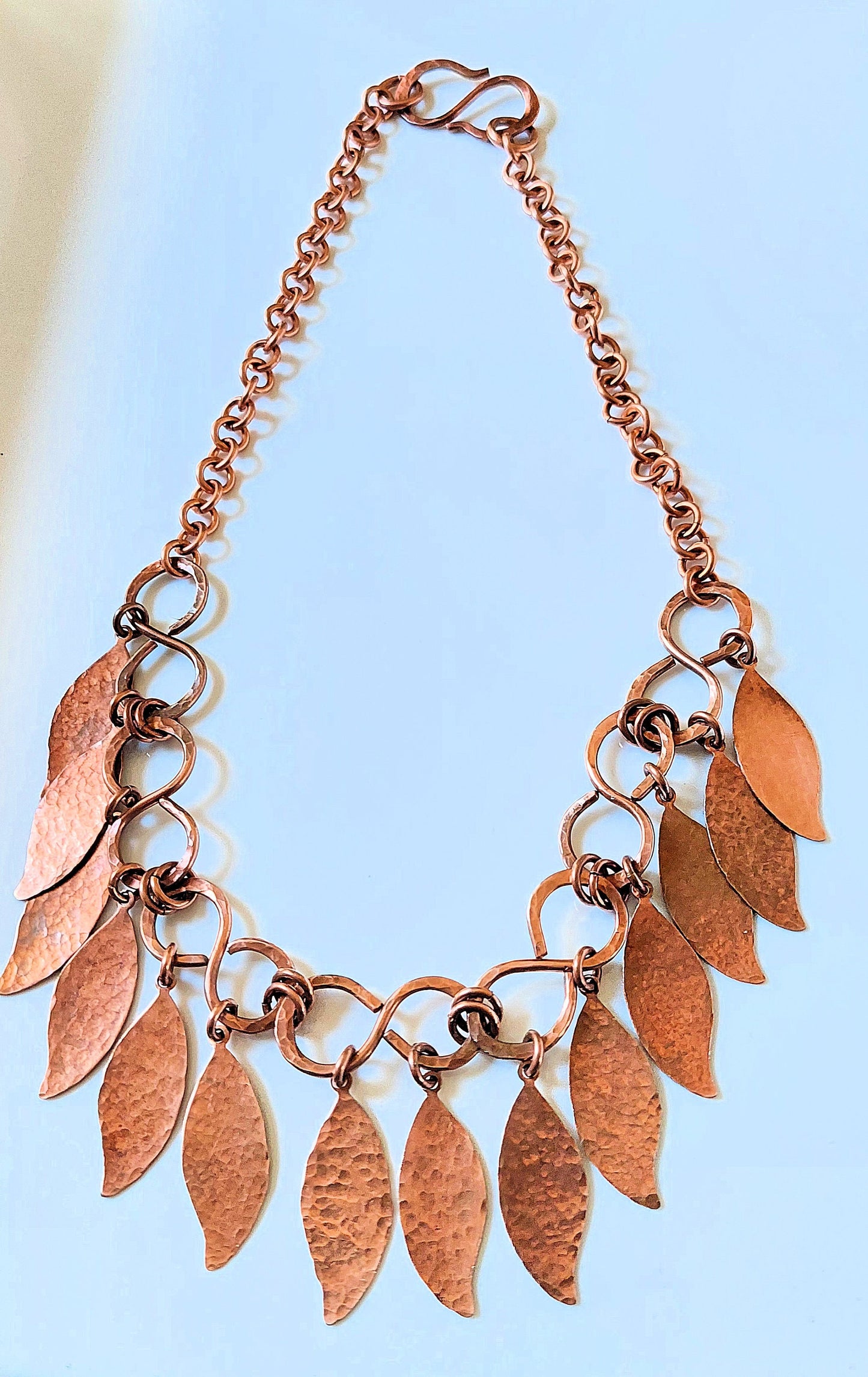 Copper Leaves Infinity Chain Necklace OOAK