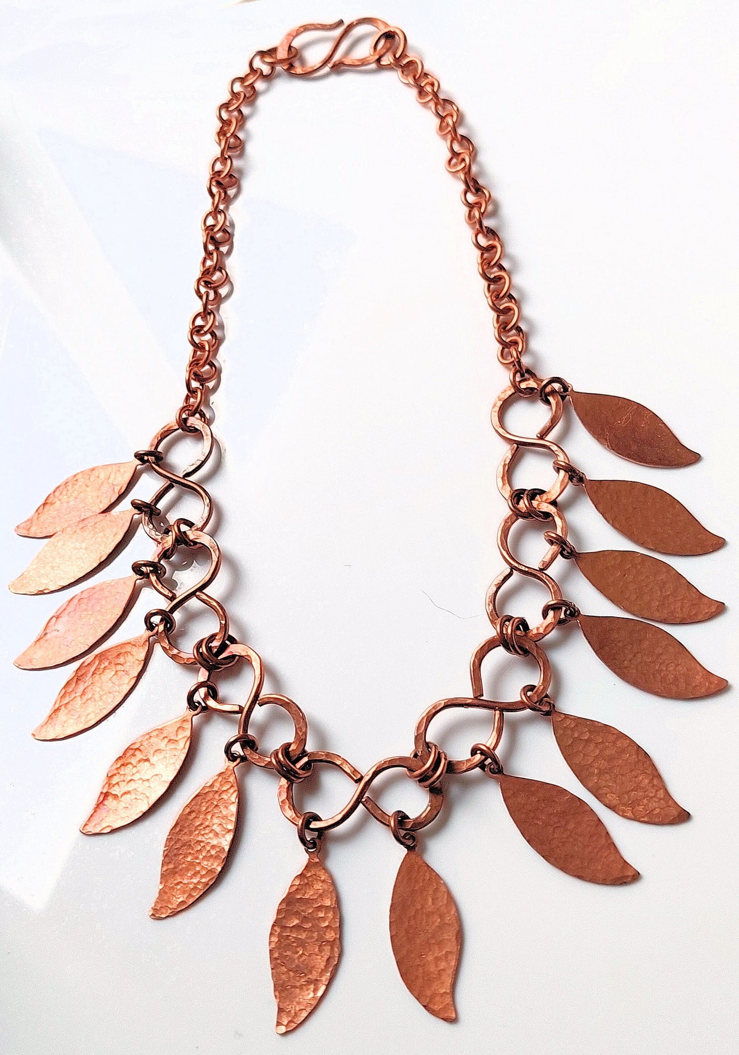 Copper Leaves Infinity Chain Necklace OOAK