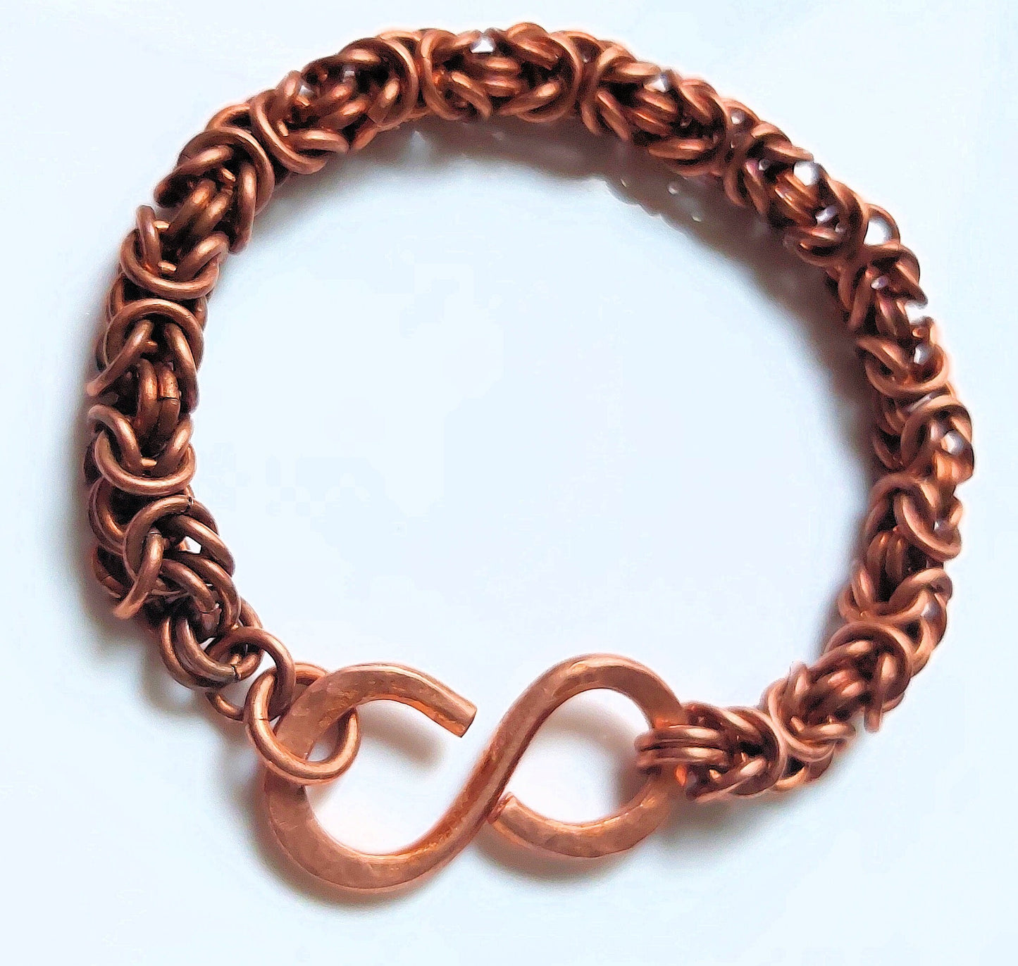 Copper Byzantine Chain Maille Bracelet with Infinity Hook Clasp