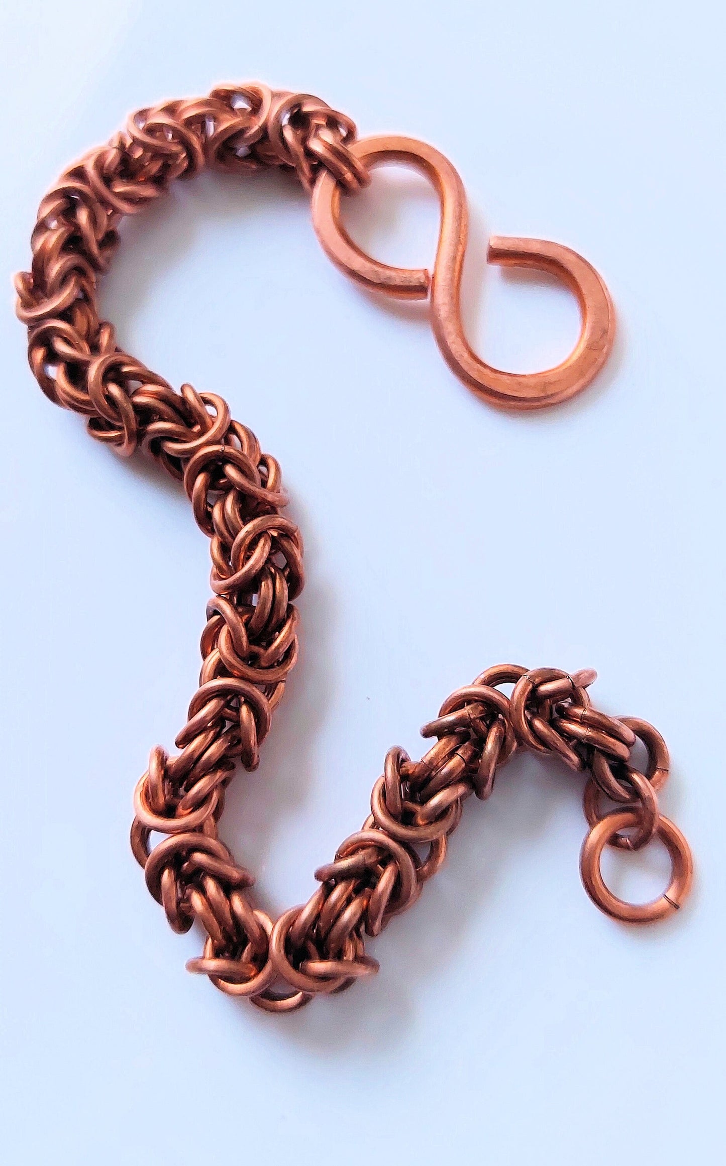 Copper Byzantine Chain Maille Bracelet with Infinity Hook Clasp