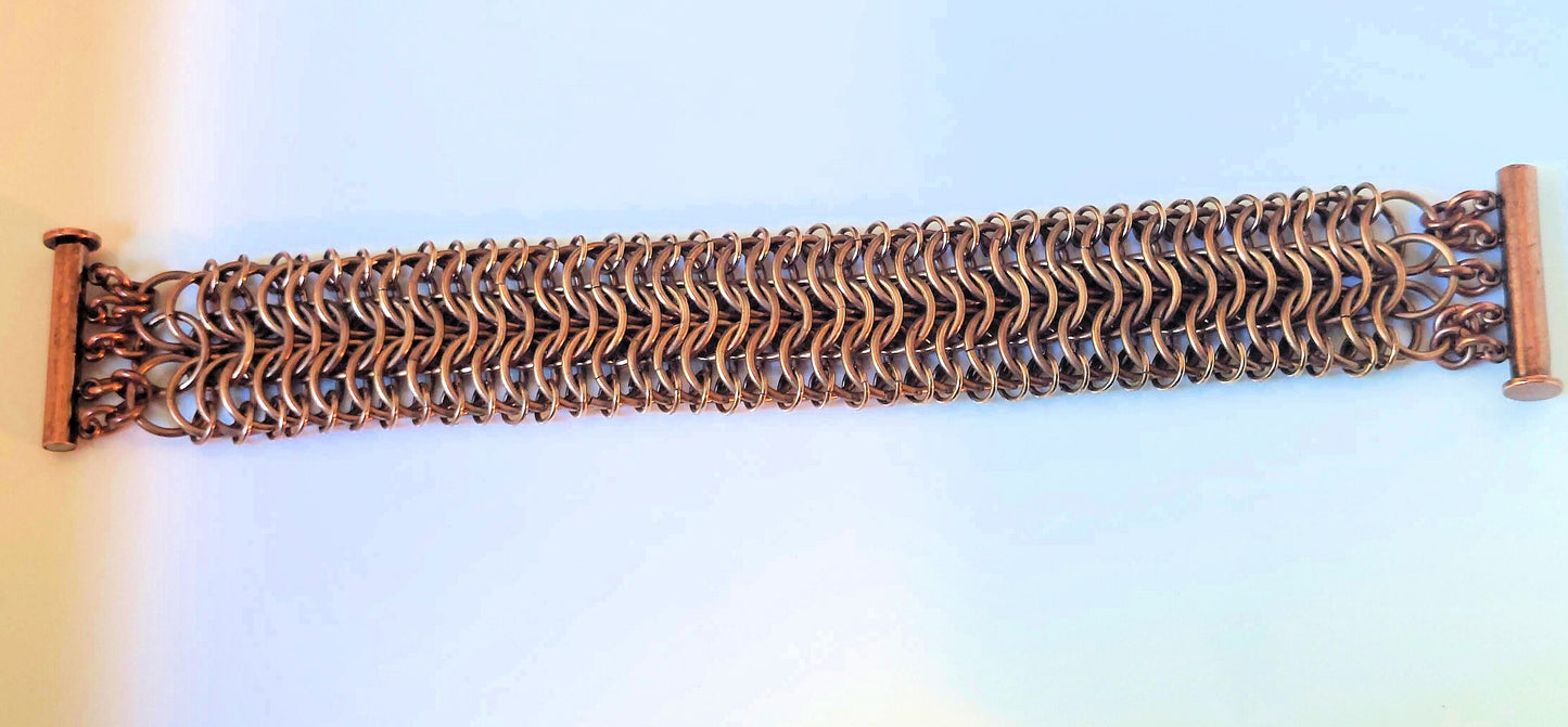 European 8-in-1 Bronze Chain Maille Bracelet OOAK