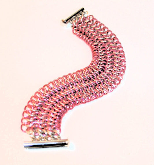 Rose Anodized Aluminum & Stainless Steel 4-1 Chain Maille Bracelet